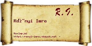 Rényi Imre névjegykártya